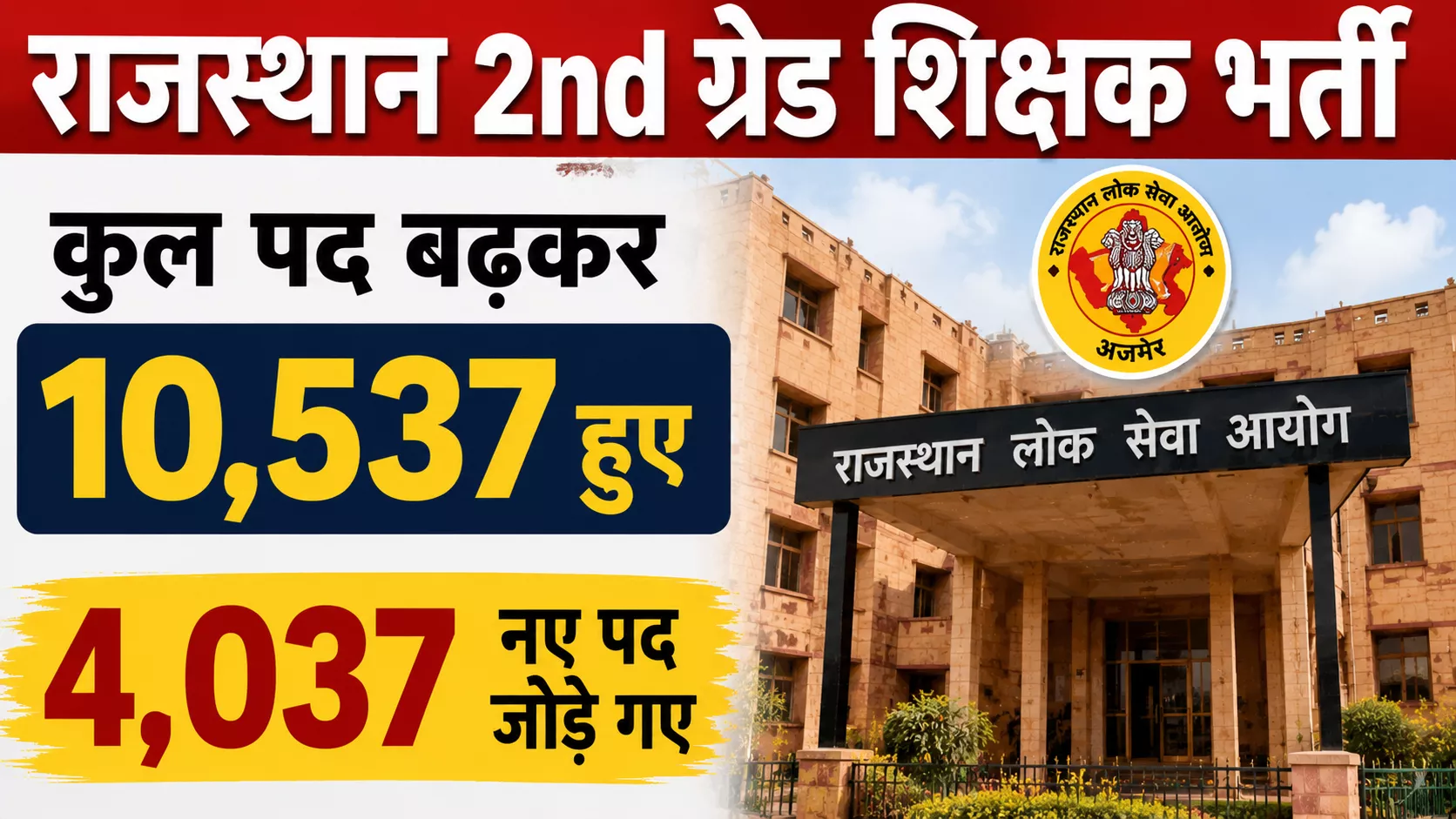 Rajasthan 2nd Grade Teacher Vacancy 2026: 10,537 पदों पर बड़ी बढ़ोतरी, उम्मीदवारों को मिला बड़ा फायदा